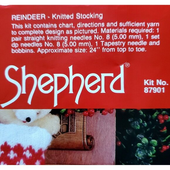 1986 Good Shepherd Christmas Stocking Knitting Reindeer Tree Knit Craft 87901VTG - Picture 3 of 4